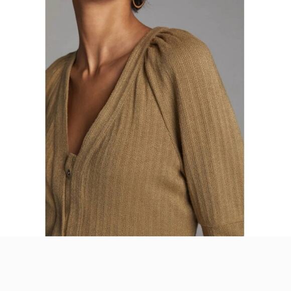 Anthropologie Brown Olive Snap Button Cardigan Sweater - Picture 2 of 10